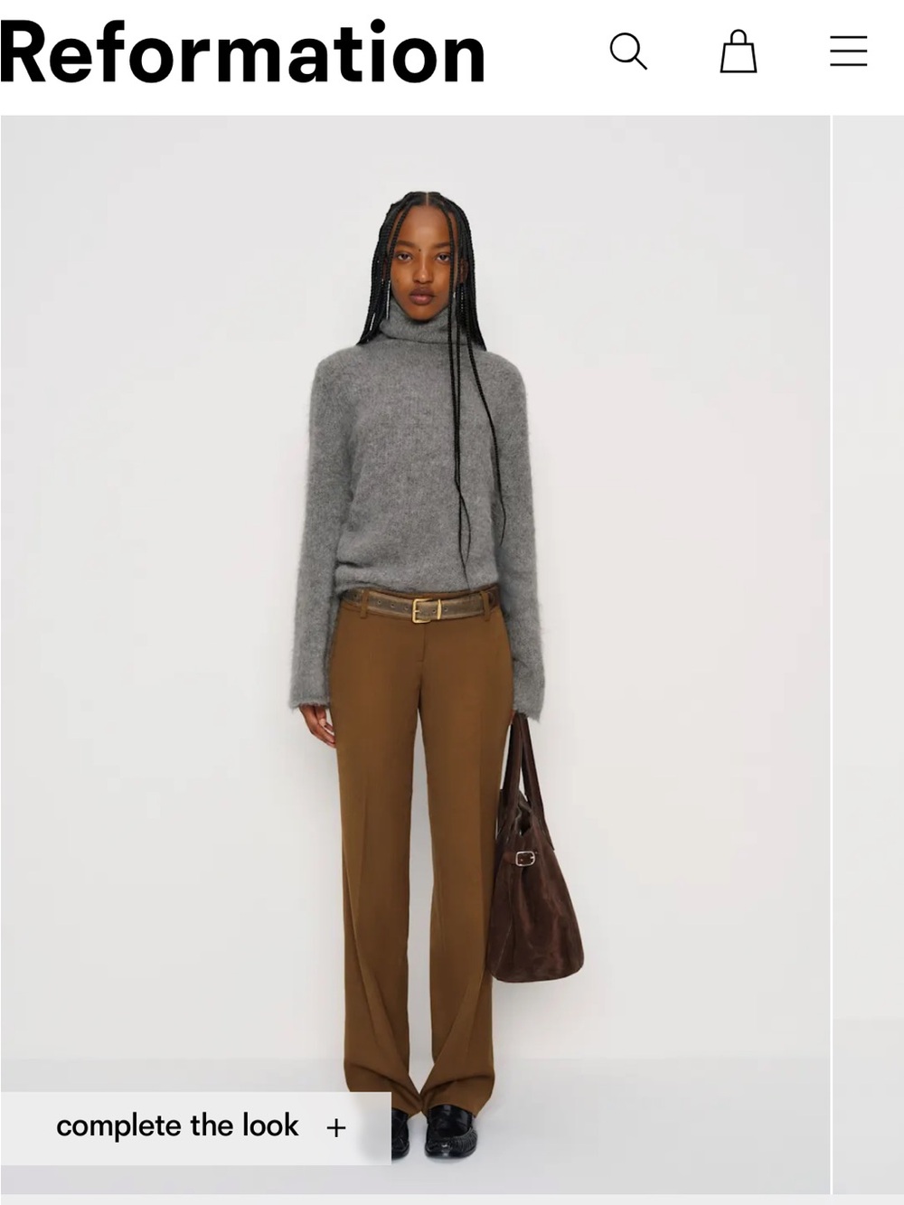 Reformation Brown High-Rise Wide-Leg Pants